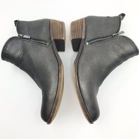 Lucky Brand Bartalino Metallic Gray Leather Side Zip Ankle Booties - Picture 6 of 16